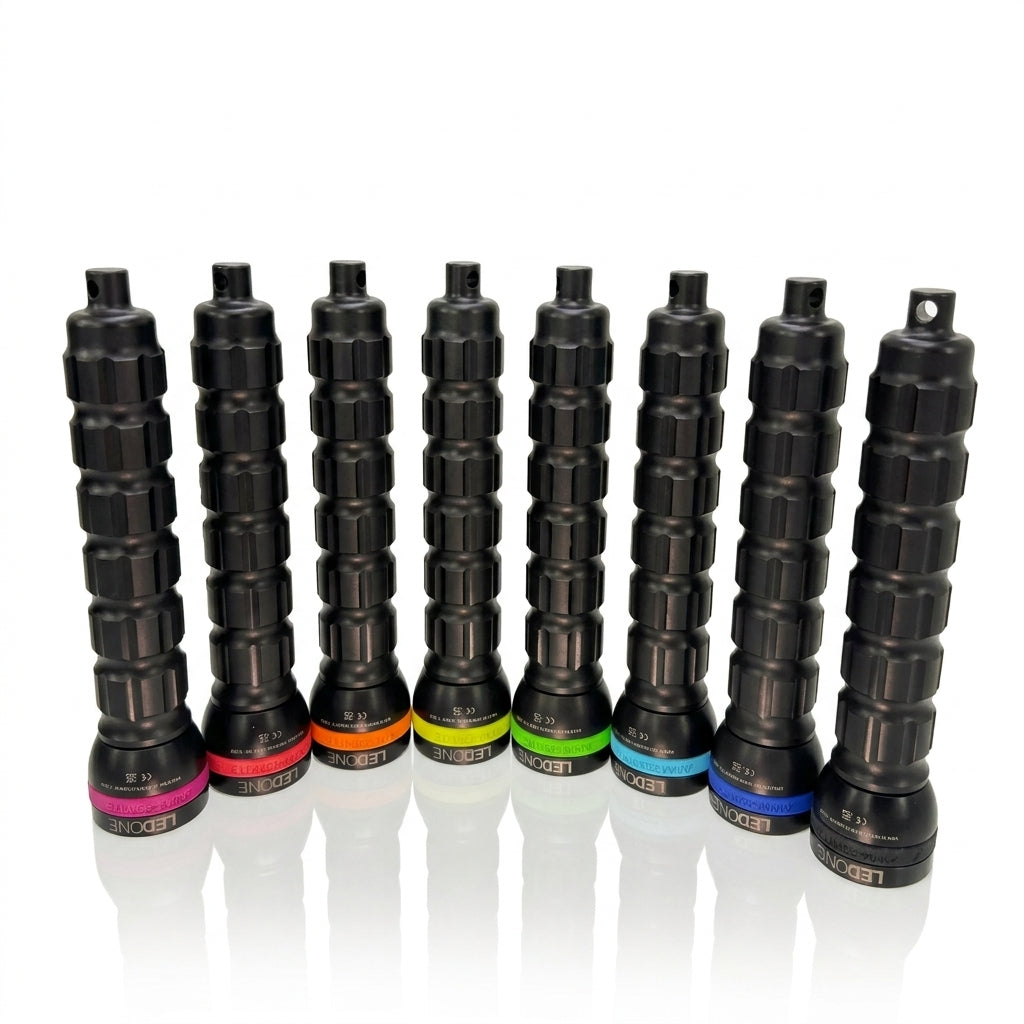 LED ONE backup dive lights in all colours, standing